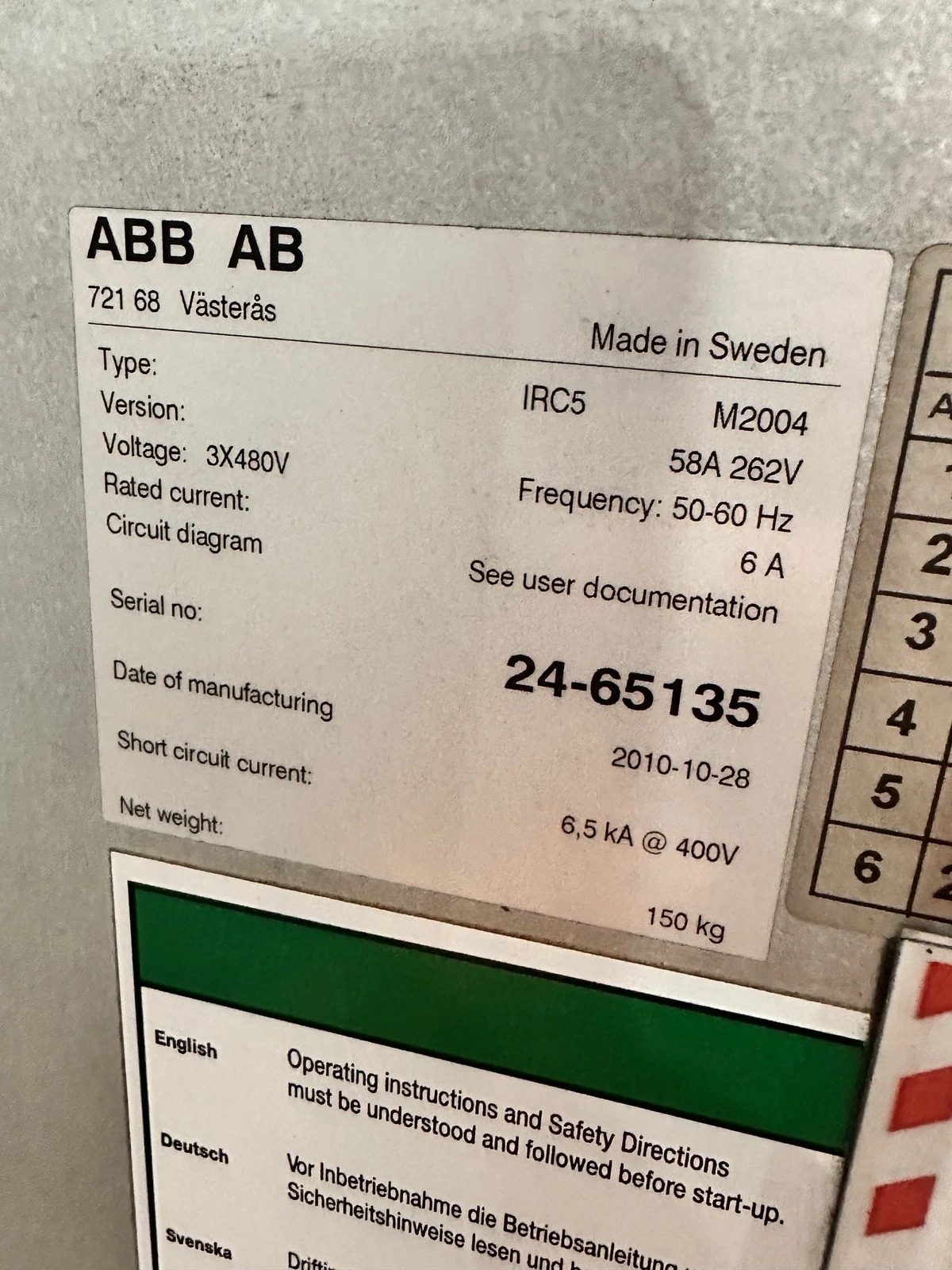 ABB IRB2400 Robot 12Kg Payload w/ IRC5 M2004 Control & Teach Pendant