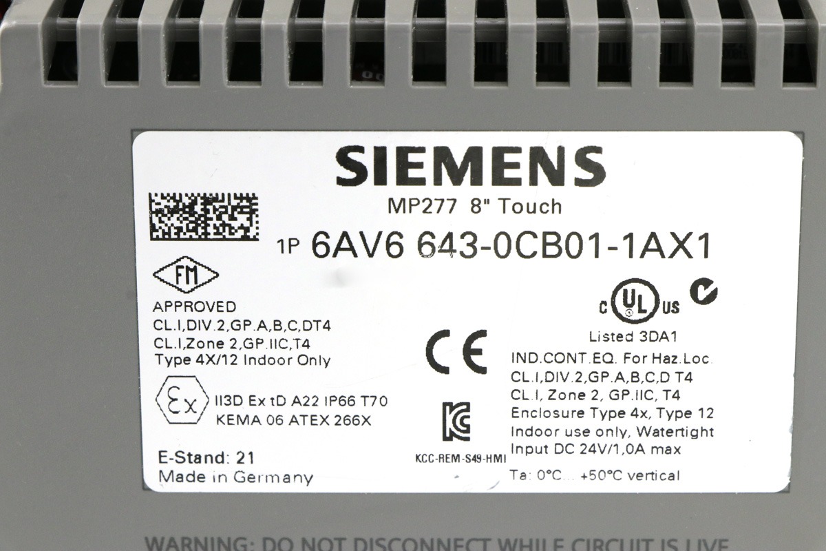 Siemens 6AV6643-0CB01-1AX1 SIMATIC Multi Panel HMI