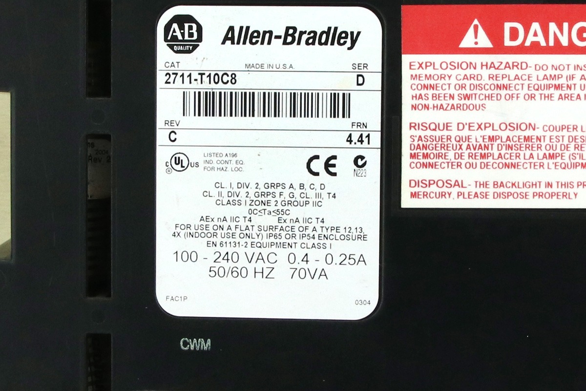 Allen-Bradley 2711-T10C8 PanelView 1000 HMI | 10 Inch Color Touch Operator Terminal for Industrial Automation Control & Monitoring