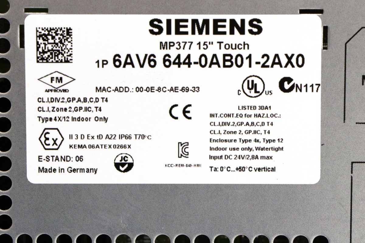 Siemens SIMATIC MP 377 12" Touch Multi Panel – High-Performance Industrial HMI for Visualization and Control