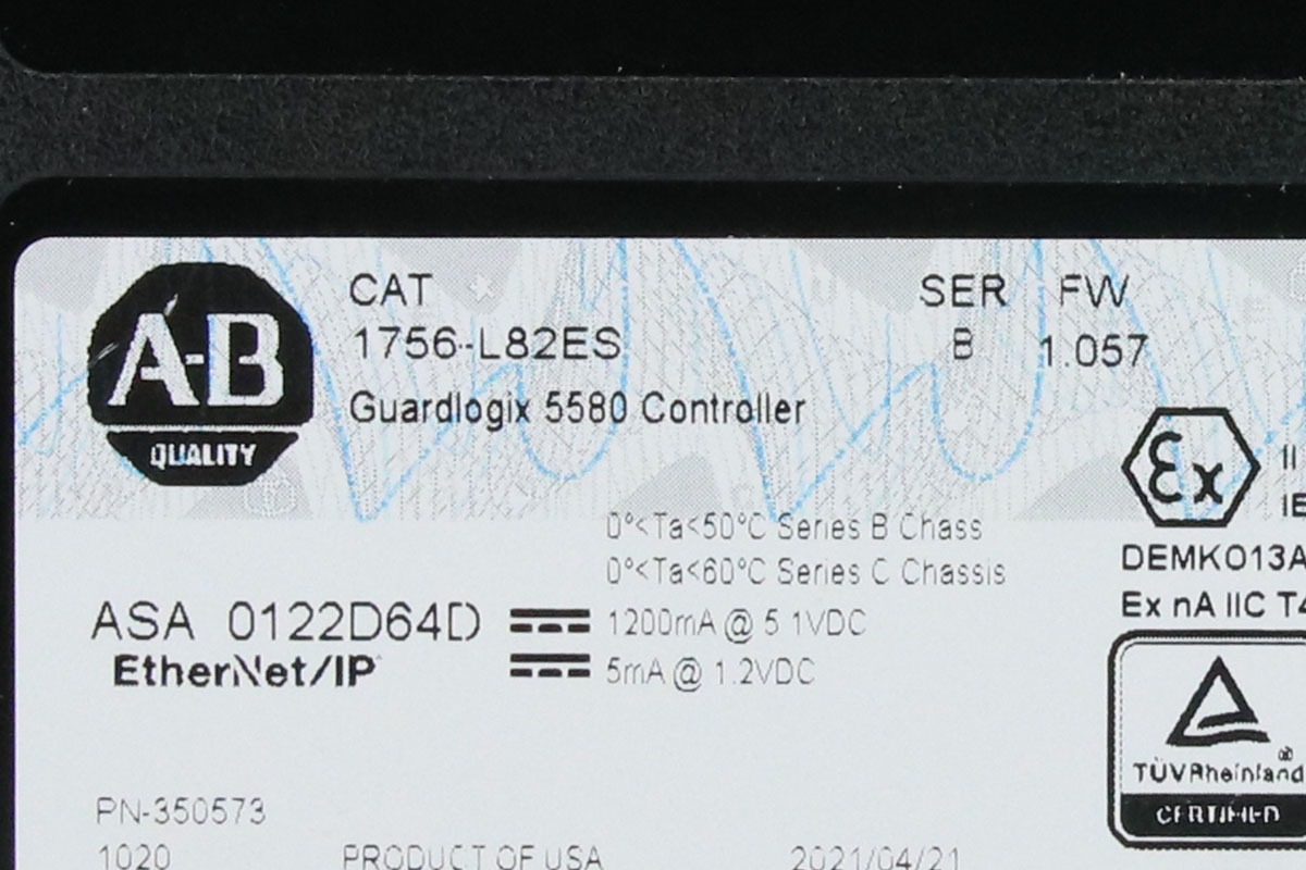 Allen-Bradley 1756-L82ES GuardLogix 5580 Safety Controller | Advanced Safety PLC Processor for High Performance Industrial Automation Systems