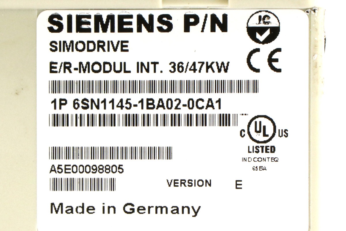 Siemens 6SN1145-1BA02-0CA1 SIMODRIVE 611 Infeed/Regenerative Feedback Module – High Efficiency Power Supply for CNC Servo Drive Systems