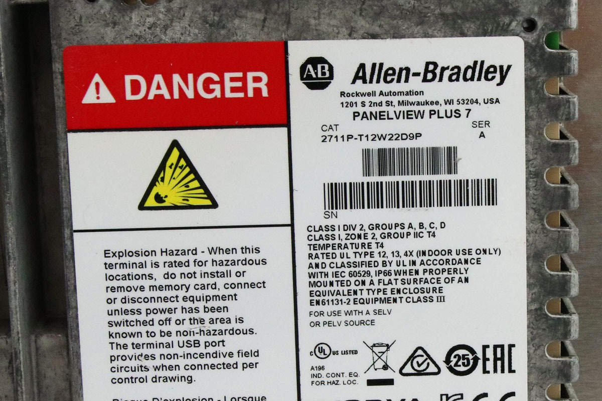 Allen-Bradley 2711P-T12W22D9P PanelView Plus 7 Performance HMI Terminal for Advanced Industrial Automation Control