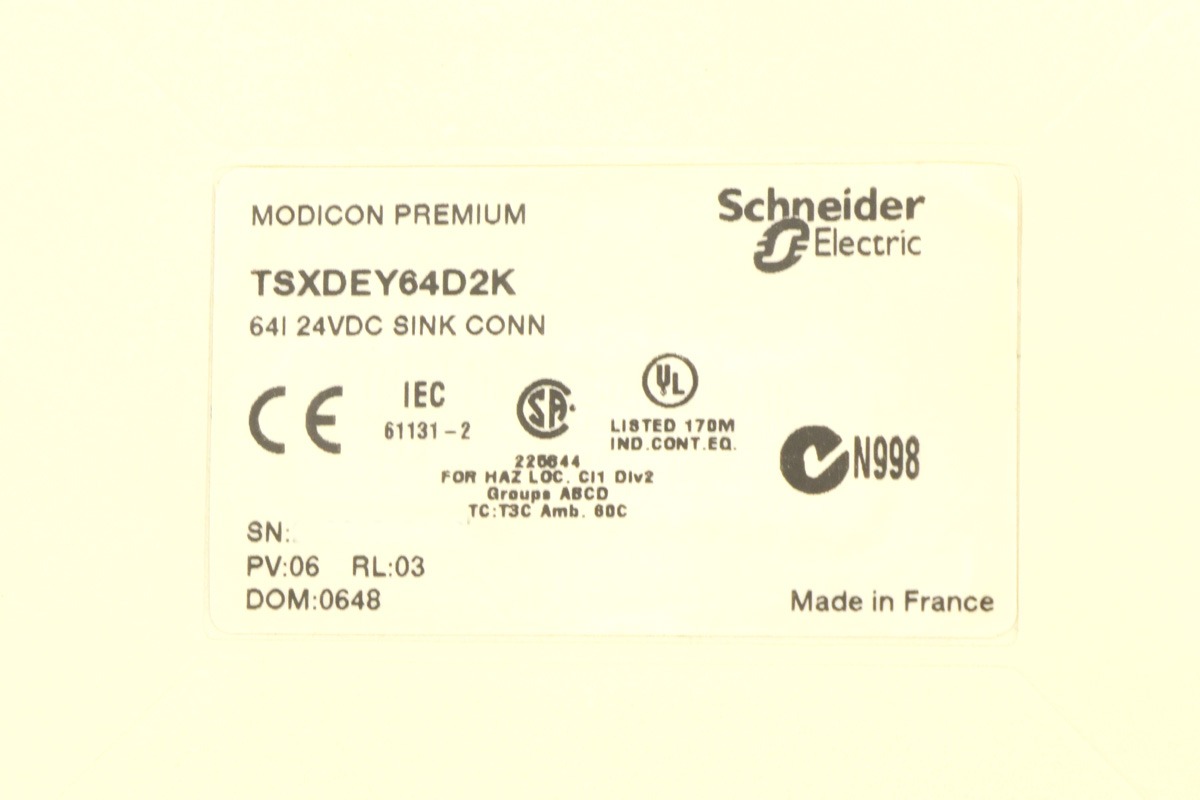 Schneider Electric TSXDEY64D2K Discrete Input Module | Modicon Premium 64 Inputs